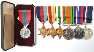 Six: 1939-45 star, Africa star, Italy star, Defence, War, Malta National Commemorative medal 1992