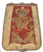 A Victorian officer’s full dress embroidered sabretache of the 21st Hussars,scarlet cloth regimental