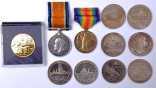 Pair: BWM, Victory (141849 I AM J P Hosking RAF) VF. Gibraltar: EIIR crown pieces of “Warships of