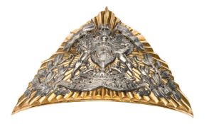 A rare 1st pattern Victorian officer’s gilt and silver plated lance cap plate, 1897-98, of the