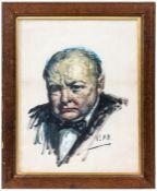 A well executed oil painting of Sir Winston Churchill by Alan Francis Brooke, 1st Viscount