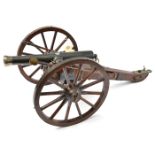 A large well detailed model cannon, iron barrel 15”, with WM muzzle and small shield above