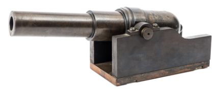 A 19th century heavy steel signalling cannon in the form of a muzzle loading coastal defence or