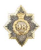 An officer’s gilt and silver plated 1822-29 shako plate of The 98th Regiment,”98” in crowned