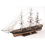 A fine scale model of the famous Tea Clipper ‘Cutty Sark’. A plank-on-frame 3-masted model from a