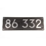 A German steam locomotive smokebox number plate. A Deutsche Bundesbahn Class 86 2-8-2T locomotive