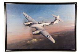 An original oil painting on canvas of a Westland Whirlwind prototype aircraft by Charles Thompson. A