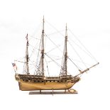 A 1:75 scale model of the British 32-gun frigate HMS Unicorn. A well-constructed and detailed