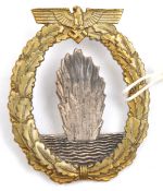 A Third Reich Minesweeper, Submarine Hunter and Escort Vessel badge, with gilt wreath and silvered