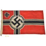 A small Third Reich Reichskriegs-flag, 32” x 17½”, with rope loops. QGC (numerous small holes).