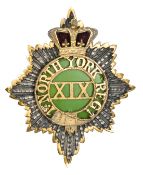 An officer’s gilt and silver plated 1822-29 shako plate of The 19th (1st York, North Riding)