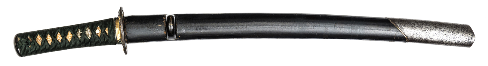 A Japanese sword Wakizashi, blade 16½”, signed Echizen No Kami Minamoto Rai Nobuyozhi Saku (c 1700).