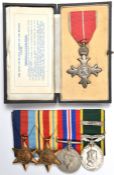Five: MBE, 2nd type Military issue, in titled case, 1939-45 star, Africa star, War, Territorial