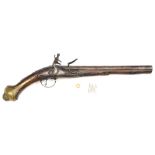 A 16 bore Turkish flintlock holster pistol, 18” overall, barrel 11” with engraved decoration and