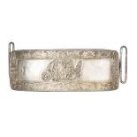 An officer’s silver mounted pouch of the North Devon Yeomanry, silver flap, border engraved and