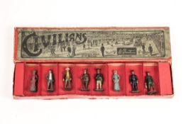 A rare Britains Civilians set No.168 dating from 1908. Man with Panama hat, man with pipe and coat