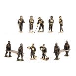 11x 1930s Decontamination Squad metal figures by Taylor & Barrett. Including a complete set of