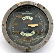 A WWII Royal Navy depth gauge, 12” diam, marked “Keel Depth Budenberg, Broadheath, Manchester”. GC