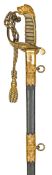 A scarce and unusual Victorian Royal Naval Flag Officer’s sword, straight, double fullered