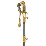 A scarce and unusual Victorian Royal Naval Flag Officer’s sword, straight, double fullered