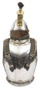 A 19th century French Cuirassier trooper’s helmet and cuirass: helmet with steel skull, brown