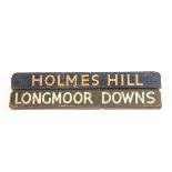 7 Carriage Destination boards from the Longmoor Military Railway. A set of painted wooden boards