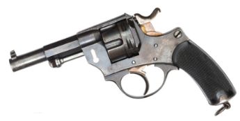 A French 6 shot 11mm Commercial Model 1873 Chamelot Delvigne double action revolver, with no