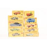 10 Atlas Dinky Toys. Triporteur (14), Hotchkiss Racing car (23B), Buick Roadmaster ((24V),