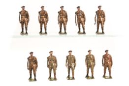 Britains Royal Tank Corps. From set No.1250. c.1933-1940. 6 early examples all marching rifles at