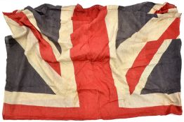 A printed Union Flag, 72” x 54”; a cavalry lance pennant in red and white; a Parachute Regiment flag