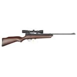 A .22” SMK XS78 CO2 air rifle, fitted with 2-7x32 Bushmaster telescopic sight. Almost as New