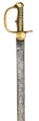 A second pattern sword bayonet for the Baker Rifle, single edged blade 22½”, with small stamp at