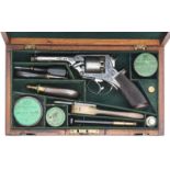 A cased 5 shot 80 bore Tranter’s Patent double action percussion revolver, 9½” overall, barrel 4½”