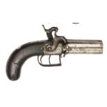 A scarce 4 barrelled 60 bore turnover percussion boxlock sidehammer pistol by E & W Bond, 8¼”