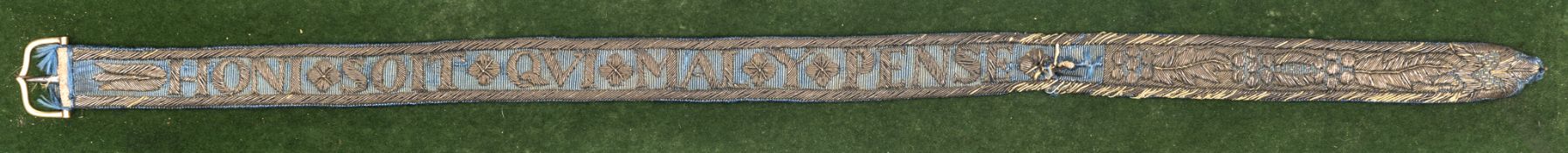 A rare and interesting Garter from the insignia of the Most Noble Order of the Garter, length 18½”