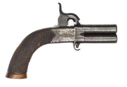 A 70 bore double barrelled over and under turnover percussion boxlock pocket pistol, by W