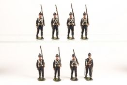 Britains Royal Marine Artillery marching at the slope. From set No.35. 8 figures, Officer with sword