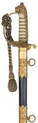 A post 1902 Royal Naval officer’s sword, almost straight fullered blade 31½”, by Army & Navy