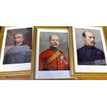 A set of 12 illustrations from “Celebrities of the Army”, framed and glazed, 37cm x 28 cm. VGC