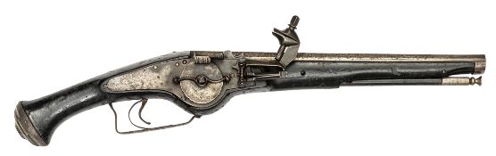An early 17th century German military wheel lock holster pistol, 20” overall, the 24 bore