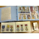 Cigarette cards: “Military Headdress”, “British Medals and Ribbons” (some missing) also the “