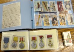 Cigarette cards: “Military Headdress”, “British Medals and Ribbons” (some missing) also the “