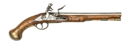 A good .56” Dragoon flintlock holster pistol by Farmer, dated 1745, 19” overall, barrel 12” with
