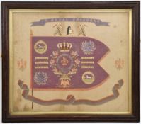 A nicely worked embroidery of the Royal Dragoons Guidon, using fine thread and bullion wire,