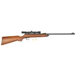 A pre 1961 .22” BSA Meteor break action air rifle, number T46705, with metal air chamber end cap and