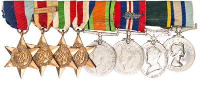 Eight: 1939-45 star, Africa star with 8th Army clasp, Italy star, F&G star, Defence, War with MID