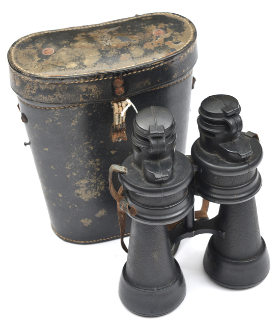 A Third Reich 7x50 Naval binocular, with maker’s code “beh” (E. Leitz, Wetzlar) and serial number