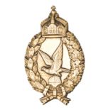 An Imperial German Naval Air Gunner’s badge, by Juncker, Berlin, of hollow construction, pale gilt