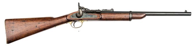 A .577” Portuguese contract Snider carbine, 38” overall, barrel 19½” with Birmingham proofs and