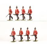 Britains York and Lancaster Regiment Running at the trail. From set No96. C.1914-1927. 8 figures,